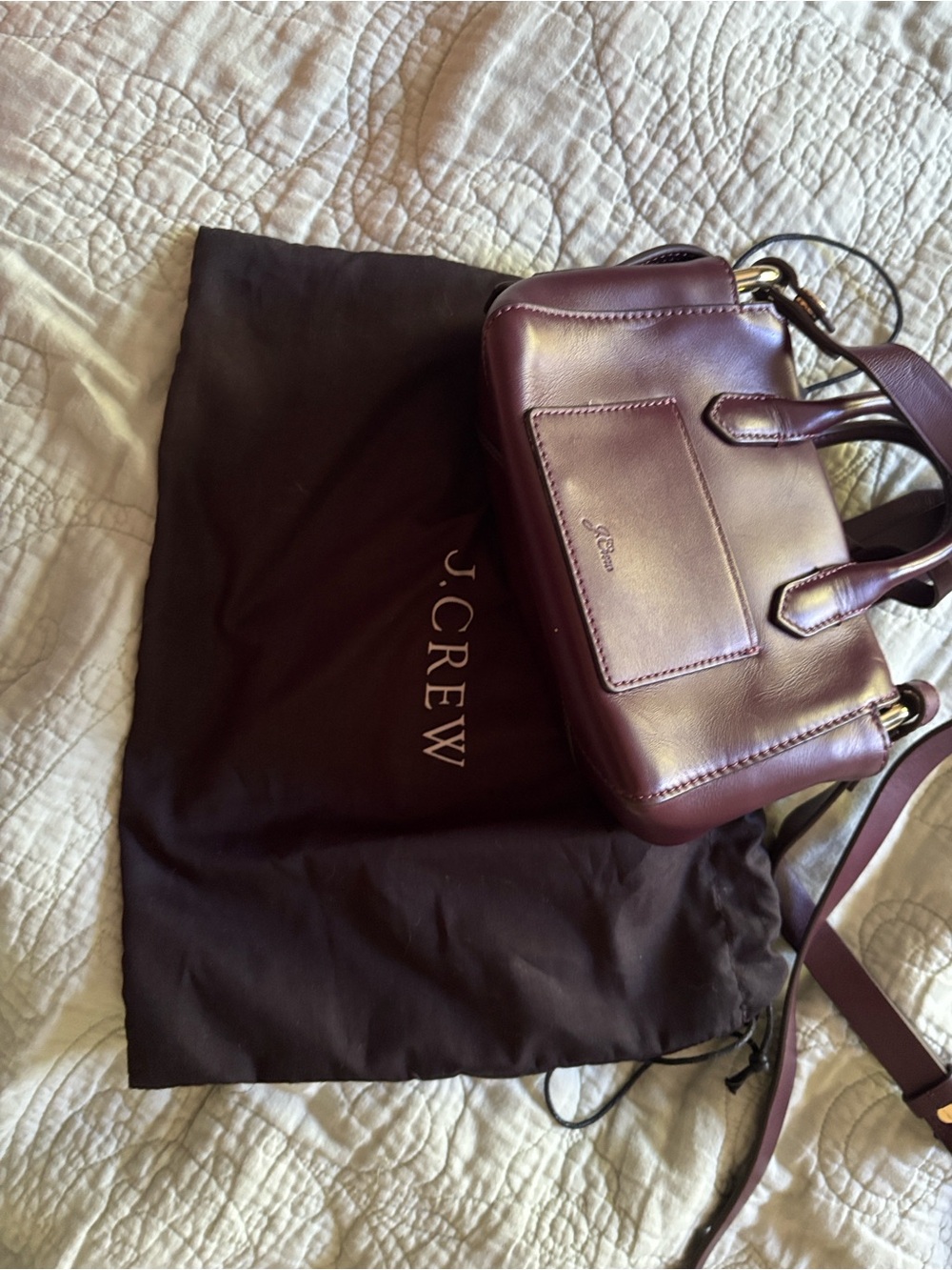 J. Crew Plum Leather Satchel Crossbody